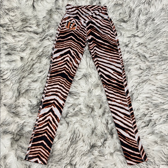 CINCINNATI BENGALS ZUBAZ MAJESTIC BASIC ANIMAL PRINT LEGGINGS XS - Picture 6 of 8